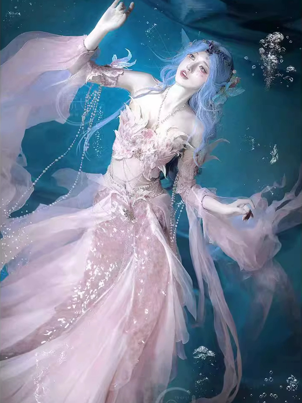 New Mermaid’s Tear Heavy Embroidery Tube-Top & Waist-High Skirt Set