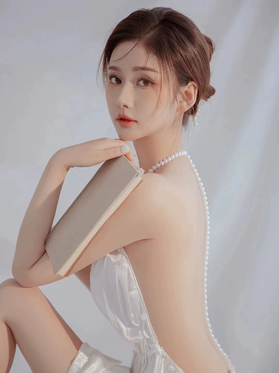 Open Back Pure & Soft Aesthetic Pearl Dress