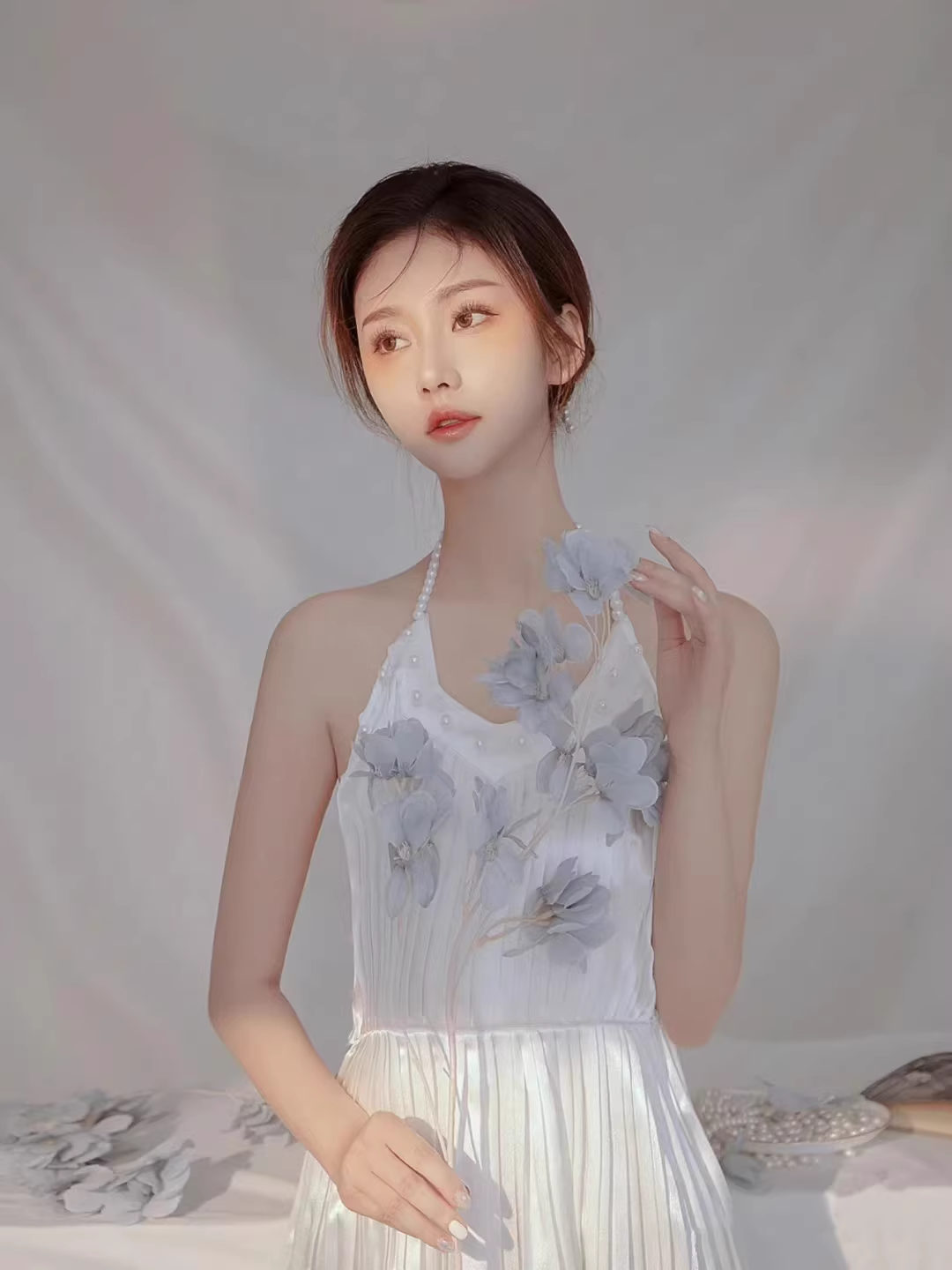 Open Back Pure & Soft Aesthetic Pearl Dress