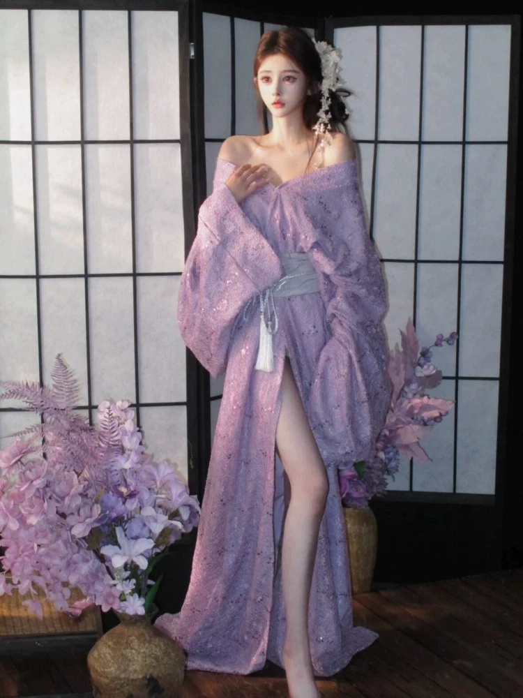 New Purple Sequin Warring States Robe Hanfu