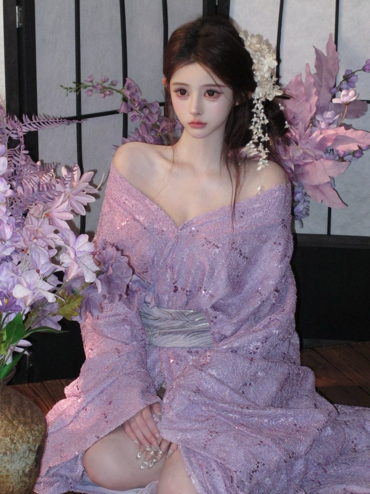 New Purple Sequin Warring States Robe Hanfu