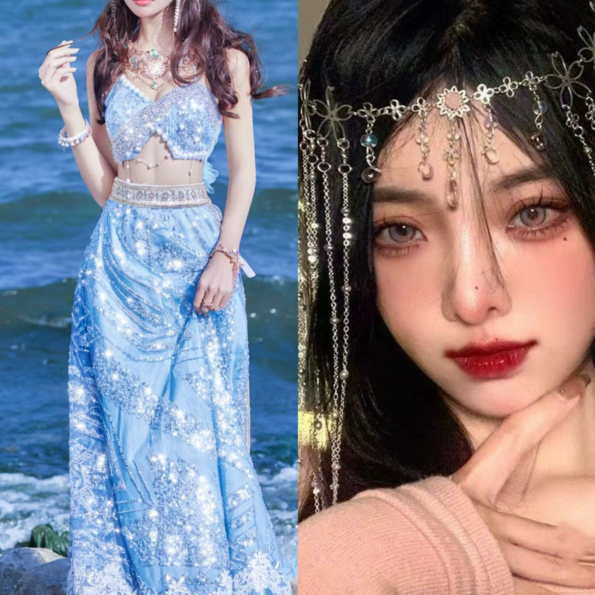 Seaside Ethnic Mermaid Princess Heavy-Embellished Costume